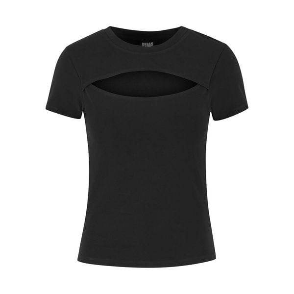 Damska krótka koszulka Urban Classics Cut Out. Czarne t-shirty sportowe Urban Classics, bez wzorów, bez ramiączek. Za 102.00 zł.