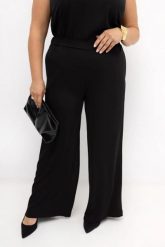 Czarne eleganckie spodnie damskie Elisa z prostą nogawką | PLUS SIZE OVERSIZE LATO. Czarne spodnie materiałowe Moda Size Plus Iwanek, bez wzorów, z elastanu, biznesowe, długie. Za 239.90 zł.