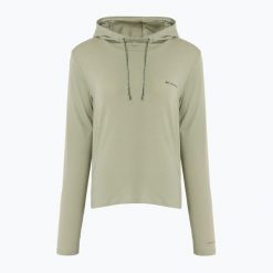 Bluza damska Columbia Sun Trek Hoodie. Zielone bluzy Columbia, bez wzorów, sportowe, bez ramiączek, bez kaptura. Za 139.99 zł.