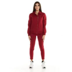 Bluza z zamek błyskawiczny na co dzień na siłownię. Czerwone bluzy LEONE 1947 APPAREL, xl, bez wzorów, z bawełny, sportowe, bez ramiączek, bez kaptura. W wyprzedaży za 261.02 zł.