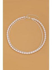 Atelier MIU Posrebrzany naszyjnik z perłami - dł. 46 cm rozmiar: onesize. Białe naszyjniki atelier MIU, z materiału, z perłą, posrebrzane. Za 39.99 zł.