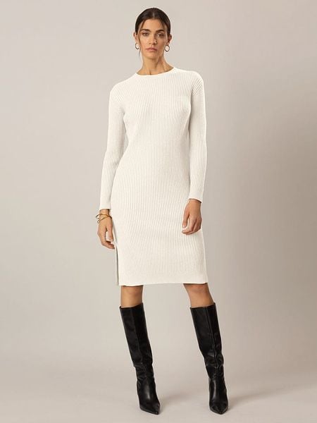 APART Sukienka dzianinowa w kolorze kremowym rozmiar: 40. Brązowe sukienki Apart, bez wzorów, z dzianiny, bez kołnierzyka, bez ramiączek, midi. Za 193.70 zł.