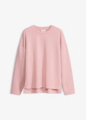 Bluza oversize z materiału scuba z mieszanki wiskozy. Czerwone bluzy bonprix, bez wzorów, z wiskozy, bez ramiączek, bez kaptura. Za 109.99 zł.