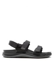 Birkenstock Sandały Kalahari 1019153 Czarny. Czarne sandały Birkenstock, bez wzorów, ze skóry, bez obcasa, na płaskiej podeszwie, bez zapięcia. Za 539.99 zł.