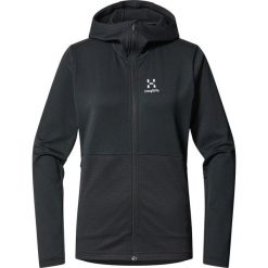 Bluza z kapturem damska Lark Mid Hood. Czarne bluzy Haglöfs, bez wzorów, sportowe, bez ramiączek, z kapturem. Za 560.00 zł.