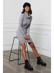Soft Cashmere Sukienka dzianinowa w kolorze szarym rozmiar: 38/40. Szare sukienki Soft Cashmere, bez wzorów, z dzianiny, klasyczne, bez kołnierzyka, bez ramiączek, mini. Za 105.63 zł.