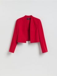 Krótka marynarka - czerwony. Czerwone marynarki i żakiety Reserved, l, bez wzorów, z tkaniny, bez ramiączek. Za 169.99 zł.