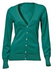 Heine Kardigan w kolorze zielonym rozmiar: 34. Zielone swetry Heine, bez wzorów, z bawełny, bez ramiączek. Za 104.99 zł.