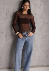 Niebieskie Szerokie Jeansy z Bawełną i Lyocellem High Waist Nansailah. Niebieskie jeansy Renee, bez wzorów, z bawełny, street, z podwyższonym stanem. Za 119.99 zł.