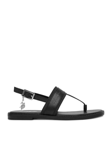 U.S. Polo Assn. Sandały EO-CASSIE001W/6TY1 Czarny. Czarne sandały U.S. Polo Assn., bez wzorów, z materiału, bez obcasa, na płaskiej podeszwie, bez zapięcia. Za 100.99 zł.