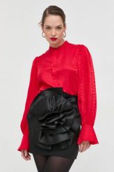 Twinset koszula damska kolor czerwony regular ze stójką. Czerwone koszule Twinset, bez wzorów, bez kołnierzyka, bez ramiączek. Za 1,099.90 zł.