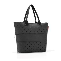 Torba shopper e1, glossy dots black. Czarne shopper bag Reisenthel, bez wzorów, z nylonu, biznesowe, na ramię, duże, bez dodatków. Za 135.90 zł.