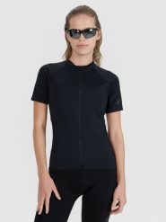 4F Koszulka rowerowa szybkoschnąca damska - czarna S. Czarne t-shirty sportowe 4f, l, bez wzorów, z materiału, bez ramiączek, rowerowe. W wyprzedaży za 119.99 zł.