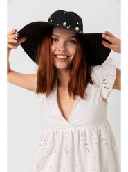 Lucky Bees Kapelusz przeciwsłoneczny w kolorze czarnym rozmiar: onesize. Czarne kapelusze Lucky Bees, bez wzorów, z materiału. Za 86.95 zł.