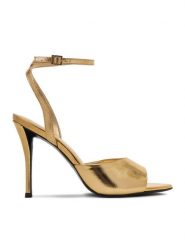 Eva Minge Sandały EO-FLORA-LT1605-6 Złoty. Żółte sandały Eva Minge, bez wzorów, ze skóry, bez obcasa, na szpilce, bez zapięcia. Za 429.99 zł.