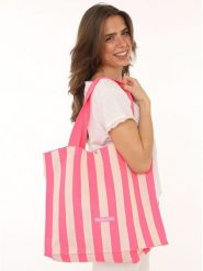 Zwillingsherz Shopper bag w kolorze beżowo-różowym rozmiar: onesize. Brązowe shopper bag Zwillingsherz, bez wzorów, z materiału, na ramię, bez dodatków. Za 82.99 zł.