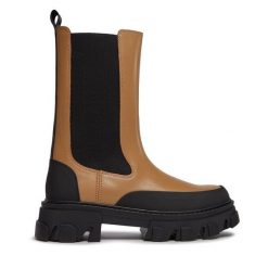 Botki DKNY. Brązowe botki DKNY, bez wzorów, bez obcasa, na płaskiej podeszwie, bez zapięcia. Za 699.99 zł.