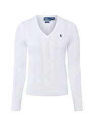 Polo Ralph Lauren Sweter damski z dzianiny Kobiety Bawełna biały jednolity, L. Białe swetry Polo Ralph Lauren, l, bez wzorów, z bawełny, bez ramiączek. Za 989.95 zł.