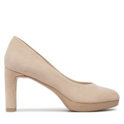 Czółenka Tamaris. Brązowe czółenka Tamaris, bez wzorów, bez obcasa, bez zapięcia. Za 379.99 zł.