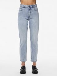 Pieces Dżinsy "Bella" - Tapered fit - w kolorze niebieskim rozmiar: W27/L30. Niebieskie jeansy Pieces, l, z aplikacjami, ze skóry, klasyczne, z podwyższonym stanem. Za 122.96 zł.