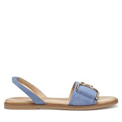 Sandały Geox. Niebieskie sandały Geox, bez wzorów, bez obcasa, na płaskiej podeszwie, bez zapięcia. Za 519.99 zł.