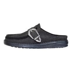 HeyDude Damskie Mokasyny WNDY Slip Buckle Denim. Czarne mokasyny Hey dude, bez wzorów, z denimu. Za 249.00 zł.