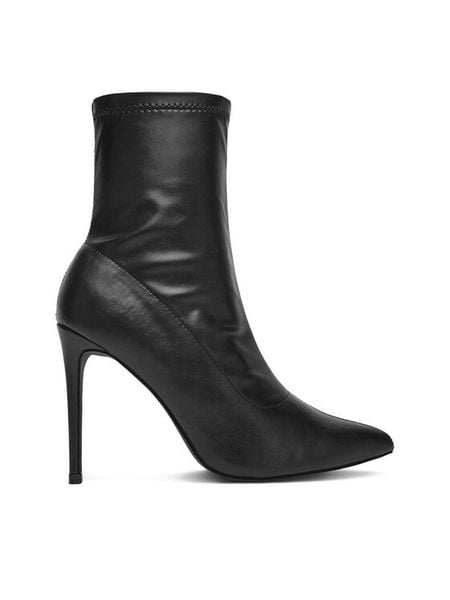 DeeZee Botki MM220168 Czarny. Czarne botki DeeZee, bez wzorów, z materiału, bez obcasa, na szpilce, bez zapięcia. Za 219.99 zł.