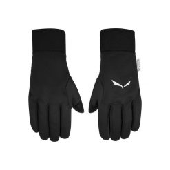Rękawice softshell Sesvenna Ws Grip. Czarne rękawiczki Salewa, bez wzorów, z gore-texu, sportowe. Za 297.49 zł.