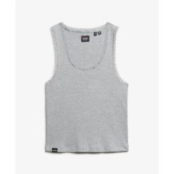 Top koronkowy dla kobiet Superdry Vintage. Szare bielizna termoaktywna damska Superdry, bez wzorów, z koronki, bez ramiączek. Za 106.80 zł.