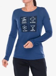 Bluza damska Super.natural Swiss Lodge LS. Niebieskie bluzy z kapturem super.natural, m, bez wzorów, z materiału, bez kaptura, narciarskie. Za 224.39 zł.