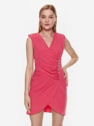 ViCOLO Sukienka koktajlowa TE0106 Różowy Regular Fit. Czerwone sukienki ViCOLO, l, bez wzorów, z syntetyku, wizytowe, bez kołnierzyka, bez ramiączek. Za 259.99 zł.
