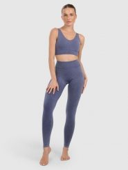 4F Legginsy do jogi i pilatesu bezszwowe damskie - granatowe XS/S. Niebieskie legginsy 4f, bez wzorów, z materiału, eleganckie. Za 149.99 zł.