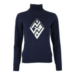 Damski sweter z golfem Peak Mountain Aglae. Niebieskie swetry Peak Mountain, na zimę, bez wzorów, sportowe, bez ramiączek. W wyprzedaży za 293.50 zł.