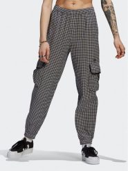 Adidas Spodnie materiałowe Gingham HB9456 Czarny Loose Fit. Czarne spodnie materiałowe adidas, bez wzorów, z bawełny. Za 179.99 zł.