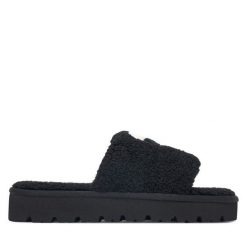Klapki KARL LAGERFELD. Czarne klapki KARL LAGERFELD, bez wzorów, bez obcasa, bez zapięcia. Za 659.99 zł.