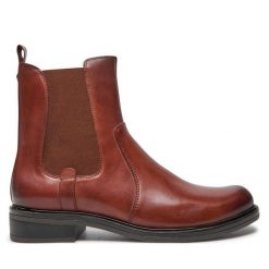 Botki Caprice. Brązowe botki Caprice, bez wzorów, bez obcasa, na płaskiej podeszwie, bez zapięcia. Za 269.99 zł.