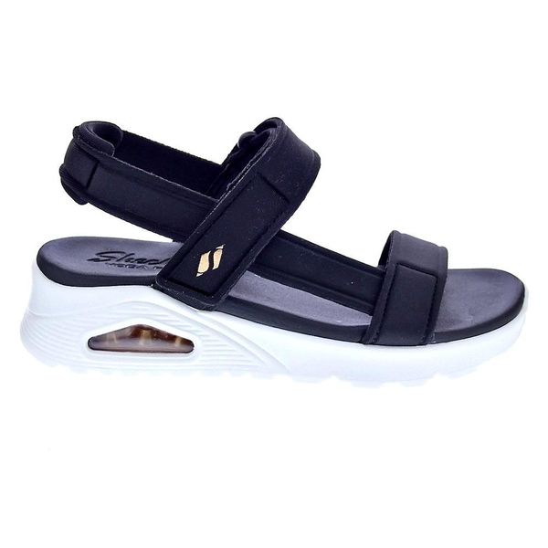 Sandały damskie SKECHERS Uno Summer Stand 2. Czarne sandały Skechers, bez wzorów, bez obcasa, bez zapięcia. Za 229.99 zł.