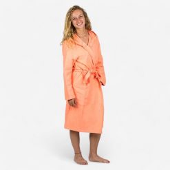 Szlafrok na basen damski Nabaiji Compact z mikrofibry. Brązowe szlafroki damskie WATKO, l, bez wzorów, z materiału, bez ramiączek. Za 89.99 zł.