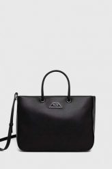 Armani Exchange torebka kolor czarny. Czarne shopper bag Armani Exchange, bez wzorów, z włókna, bez dodatków. Za 669.99 zł.