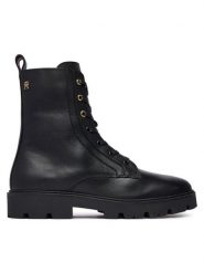 Tommy Hilfiger Trzewiki TH Stud Leather Lace-Up Boot FW0FW09571 Czarny. Czarne botki Tommy Hilfiger, bez wzorów, ze skóry, bez obcasa, na płaskiej podeszwie, bez zapięcia. Za 849.99 zł.