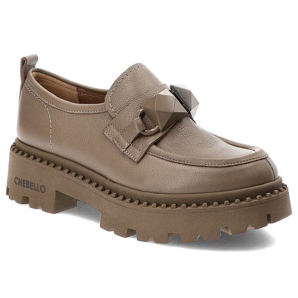 Brązowe Półbuty Chebello Modne Skórzane Mokasyny Damskie. Brązowe mokasyny CheBello, bez wzorów, ze skóry. Za 431.99 zł.