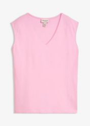 T-shirt z dekoltem w serek z czystej bawełny organicznej. Czarne t-shirty bonprix, uniwersalny, bez wzorów, z bawełny, bez kołnierzyka, bez ramiączek. Za 42.99 zł.