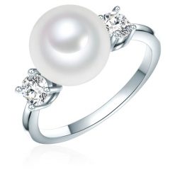 Rafaela Donata Ring Sterling Silber Muschelkernperle weiß Zirkonia weiß Pierścionki 1 ct Damski. Białe pierścionki Rafaela Donata, z cyrkonią, srebrne. Za 299.99 zł.