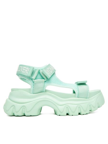 REPLAY Sandały GWSA6.000.C0007T Niebieski. Niebieskie sandały Replay, bez wzorów, z materiału, bez obcasa, na koturnie, bez zapięcia. Za 399.99 zł.