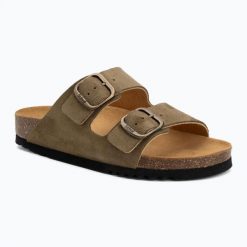 Klapki damskie Scholl Josephine Suede. Zielone klapki Scholl, bez wzorów, z materiału, eleganckie, bez obcasa, bez zapięcia. Za 329.99 zł.