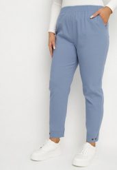 Niebieskie Spodnie z Wiskozą z Gumką w Talii i Aplikacjami przy Nogawkach Stellorie. Niebieskie jeansy Born2be, z aplikacjami, z jeansu, eleganckie. Za 89.99 zł.