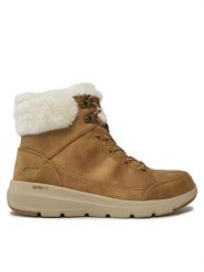 Skechers Botki Glacial Ultra Cozyly 144178/CSNT Brązowy. Brązowe botki Skechers, bez wzorów, z materiału, bez obcasa, na płaskiej podeszwie, bez zapięcia. Za 339.99 zł.