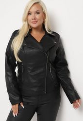 Czarna Klasyczna Kurtka Ramoneska z Kieszeniami na Suwak Laurentina. Czarne kurtki Born2be, xl, bez wzorów, z jeansu, eleganckie, bez kaptura. W wyprzedaży za 132.99 zł.