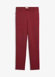 Spodnie chino z mieszanki wiskozy. Czerwone chinosy bonprix, bez wzorów, z wiskozy. Za 54.99 zł.