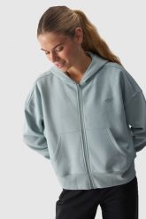 4F Bluza dresowa rozpinana z kapturem damska - turkusowa L. Niebieskie bluzy z kapturem 4f, l, bez wzorów, z bawełny, z kapturem. W wyprzedaży za 59.99 zł.